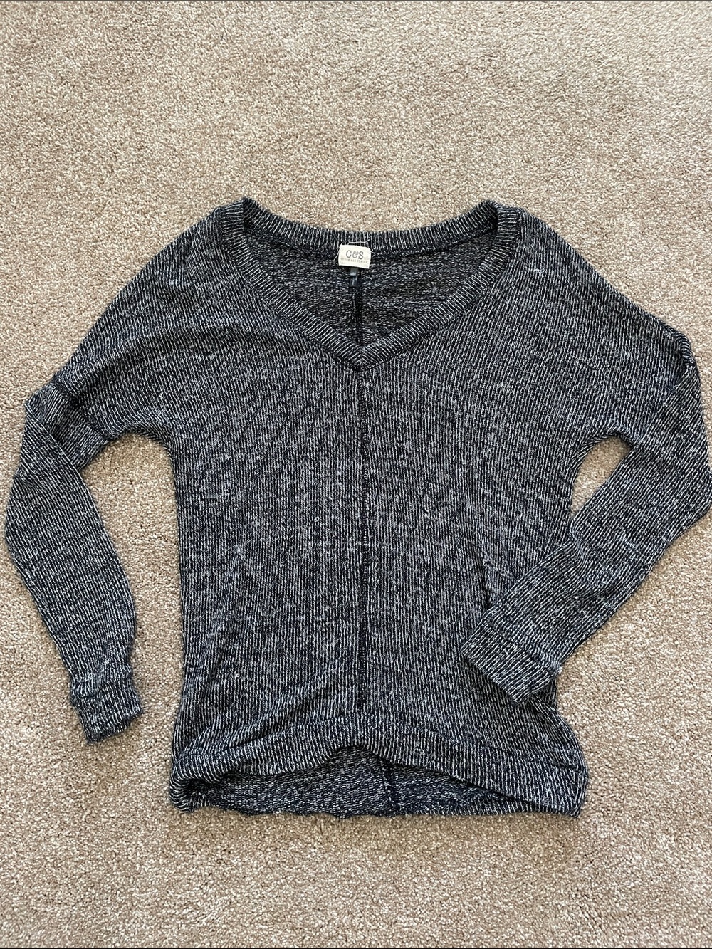 Relaxed V-Neck Women's Sweater in Charcoal Heather